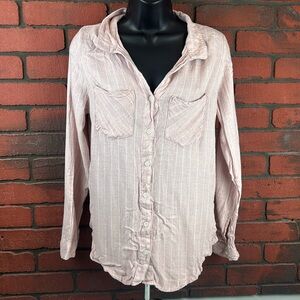 Thread & Supply Woman's Medium Pink Button Down Long Sleeve Shirt – Casual